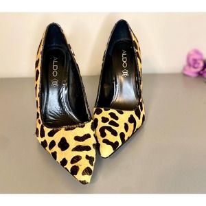 Aldo Print Heels. sz 37 FEEL LIKE REAL FUR
